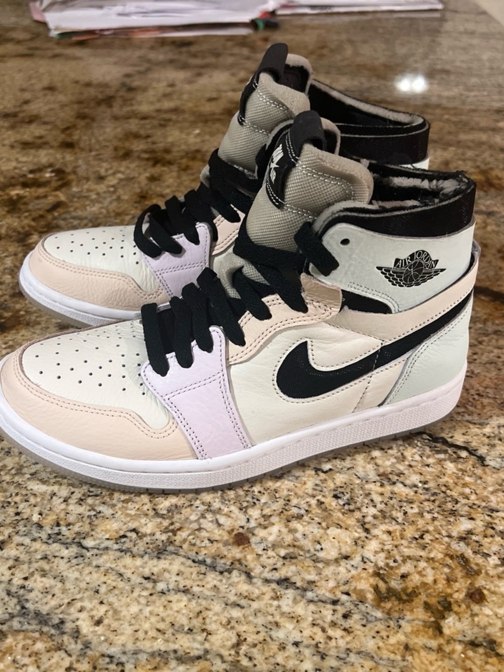Nike Air Jordan 1 High Women’s Sneakers in Cream, Black & Light Pink